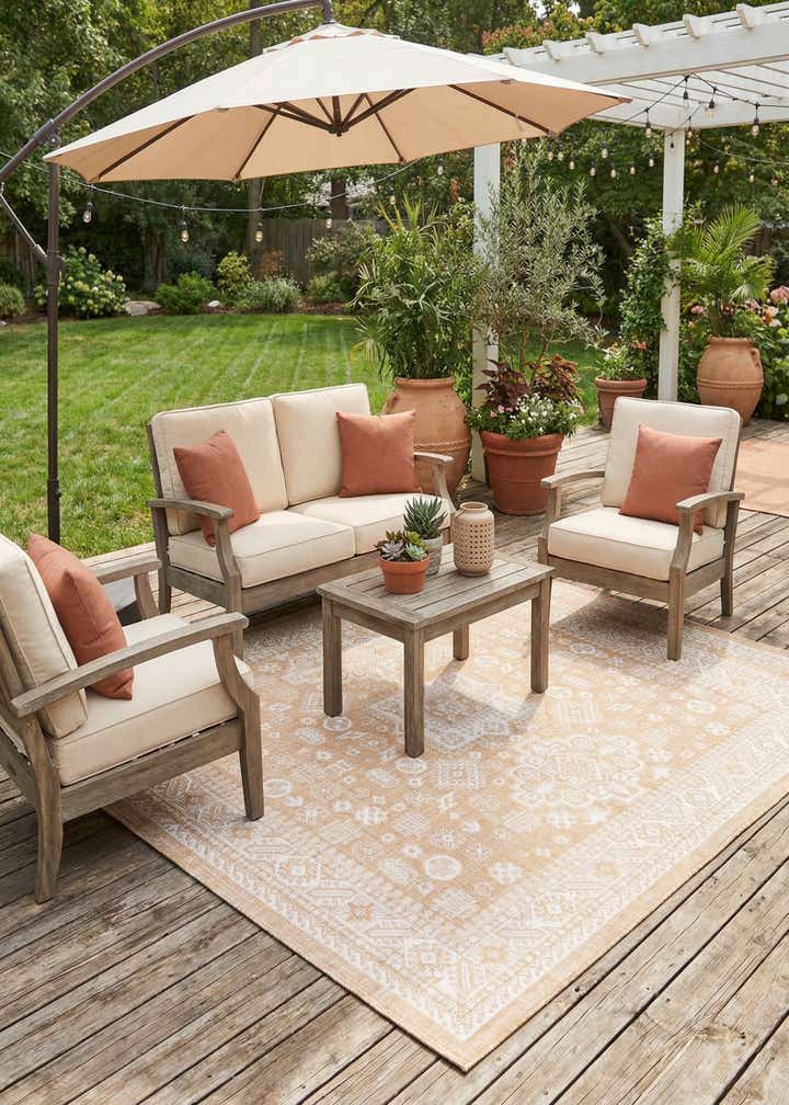 7' 10 x 7' 10 Easy-Clean Aztec Indoor / Outdoor Square Rug