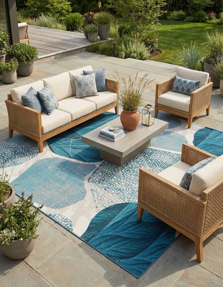 Detail image of 9' x 12'  Washable Modern Indoor / Outdoor Rug