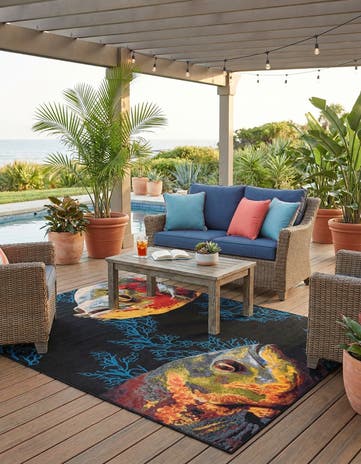 7' 10 x 10' Easy-Clean Coastal Indoor / Outdoor Rug