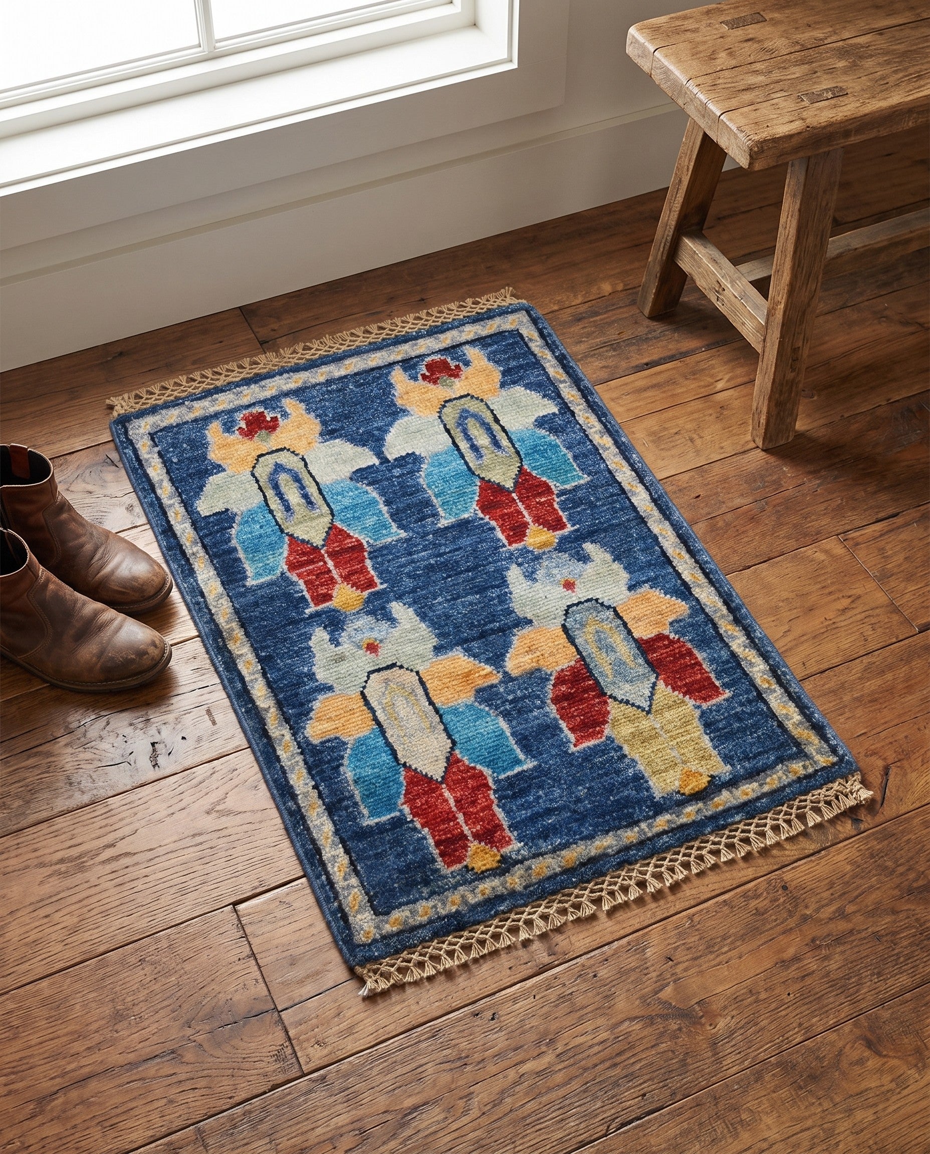 1' 4 x 2' Hand Knotted Ziegler Rug