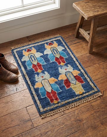 1' 4 x 2' Hand Knotted Ziegler Rug