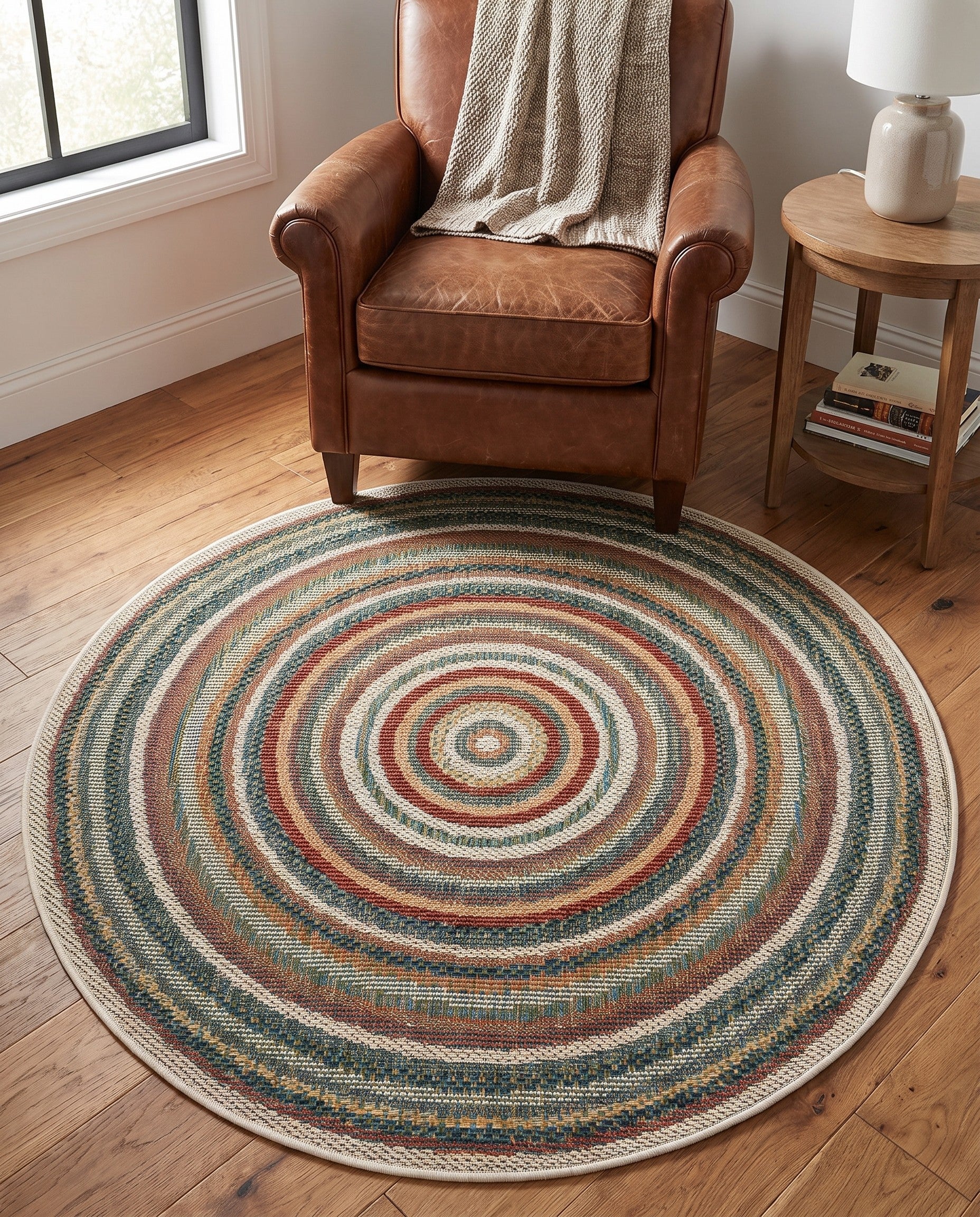 4' x 4' Easy-Clean Baja Indoor / Outdoor Round Rug