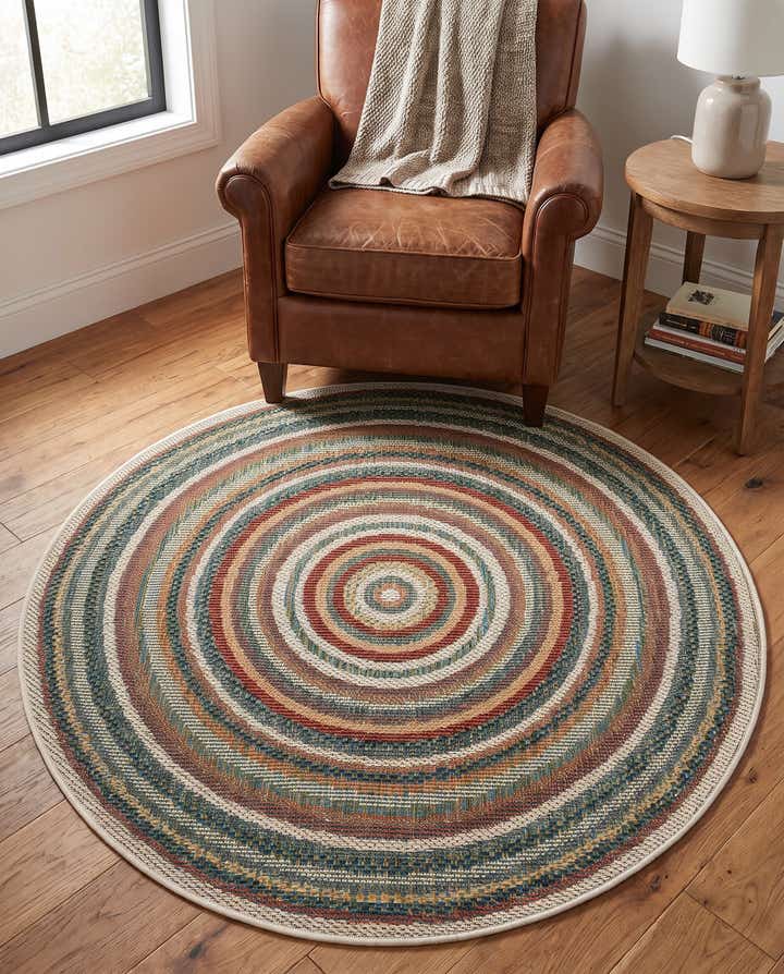 4' x 4' Easy-Clean Baja Indoor / Outdoor Round Rug