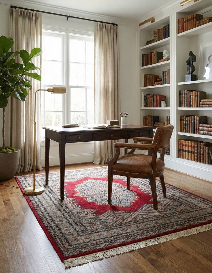 Detail image of 4' 3 x 6'  Hand Knotted Bokhara Oriental Wool Rug