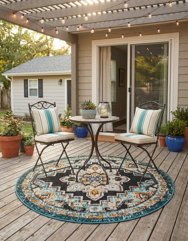 Detail image of 3' x 3'  Washable Casablanca Indoor / Outdoor Round Rug