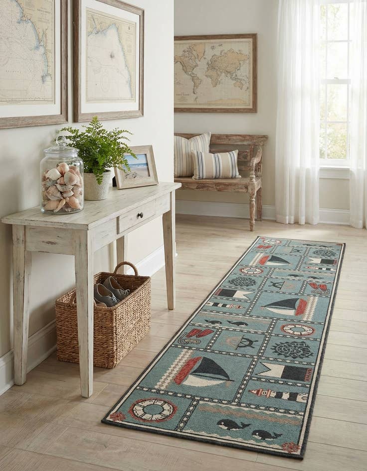 Detail image of 2' 7 x 12' Easy-Clean Coastal Indoor / Outdoor Runner Rug