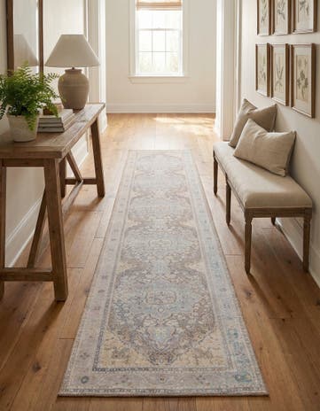 Cream Washable Timeless Runner Rug