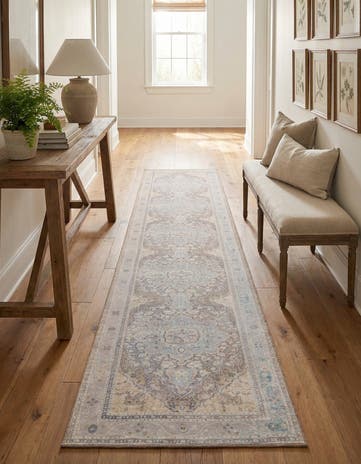 Cream Washable Timeless Runner Rug