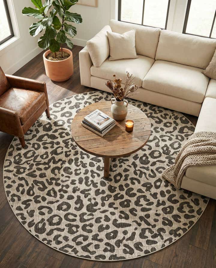 10' 8 x 10' 8 Easy-Clean Safari Indoor / Outdoor Round Rug