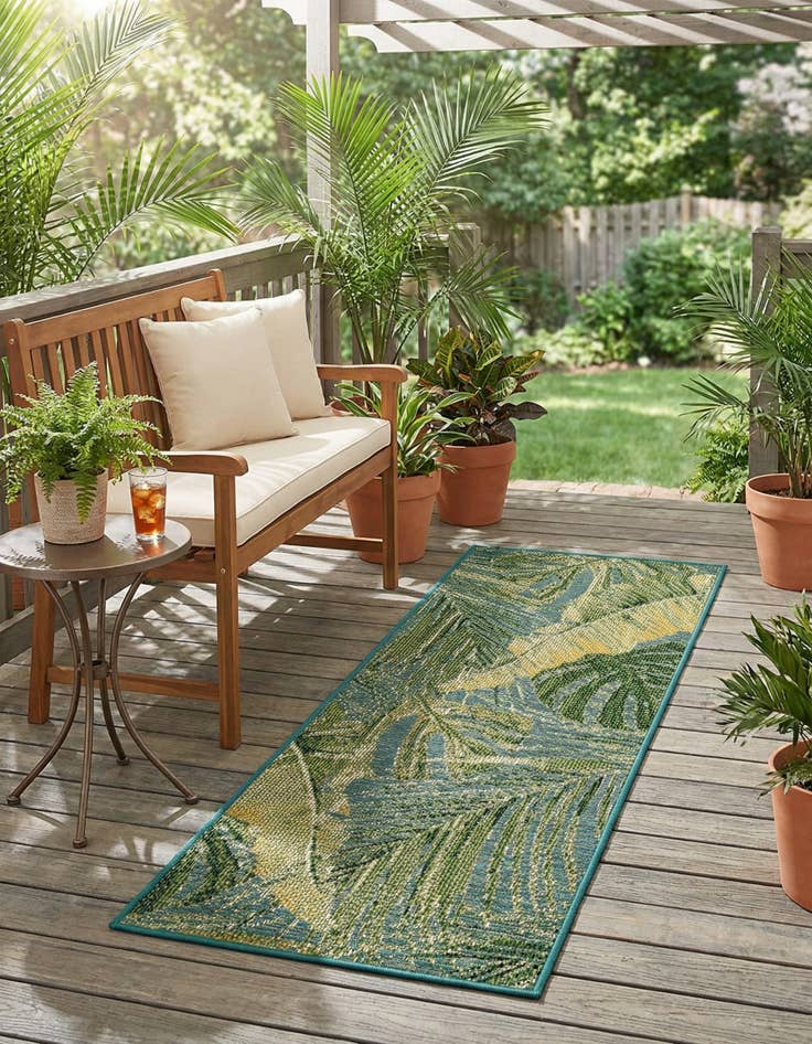 Detail image of 2' x 5'  Washable Botanical Indoor / Outdoor Runner Rug