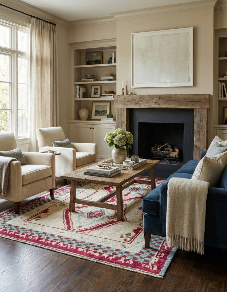 Detail image of 6' 2 x 9' 1  Hand Knotted Oushak Wool Rug