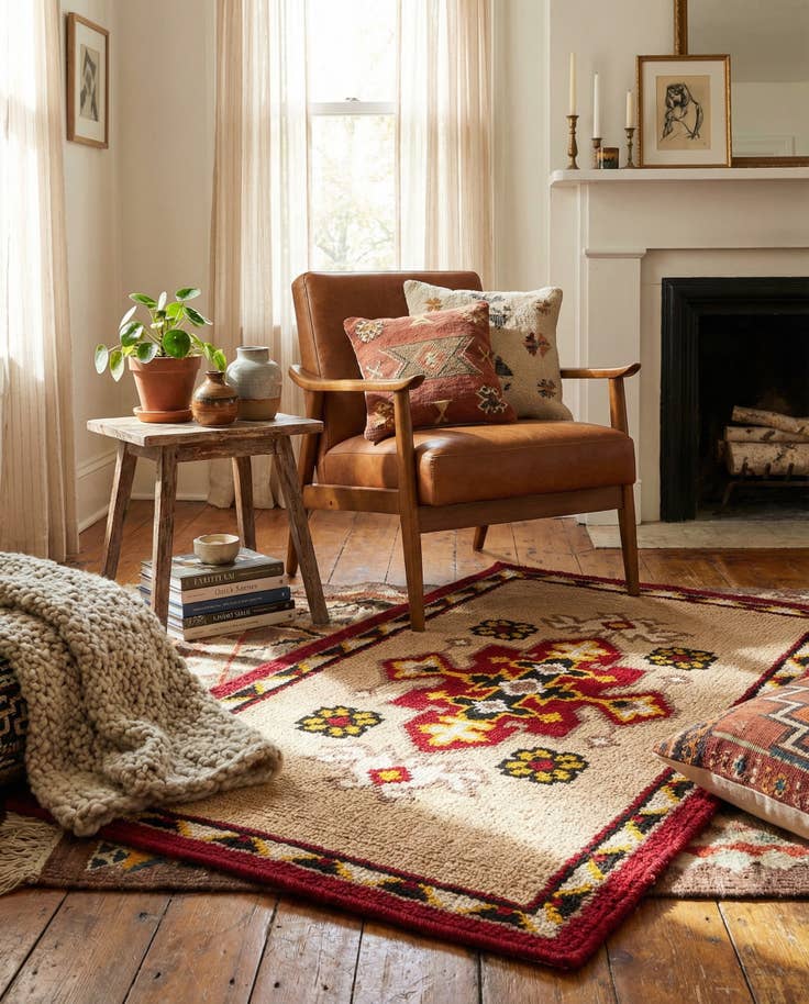 Detail image of 2' 6 x 4' 5 Hand Knotted Moroccan Wool Rug
