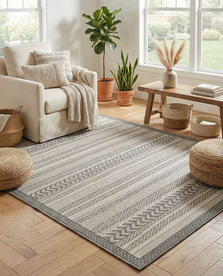 4' x 6' Easy-Clean Border Indoor / Outdoor Rug