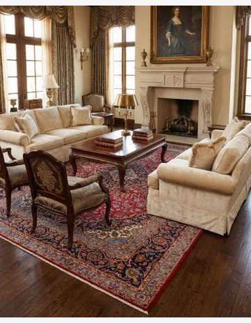 9' 8 x 13' 6 Hand Knotted Kashan Persian Wool Rug