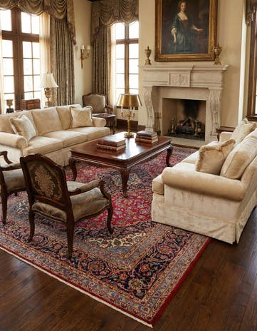 9' 8 x 13' 6 Hand Knotted Kashan Persian Wool Rug