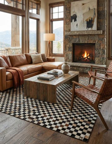 5' 1 x 8' 1 Cowhide Leather Rug