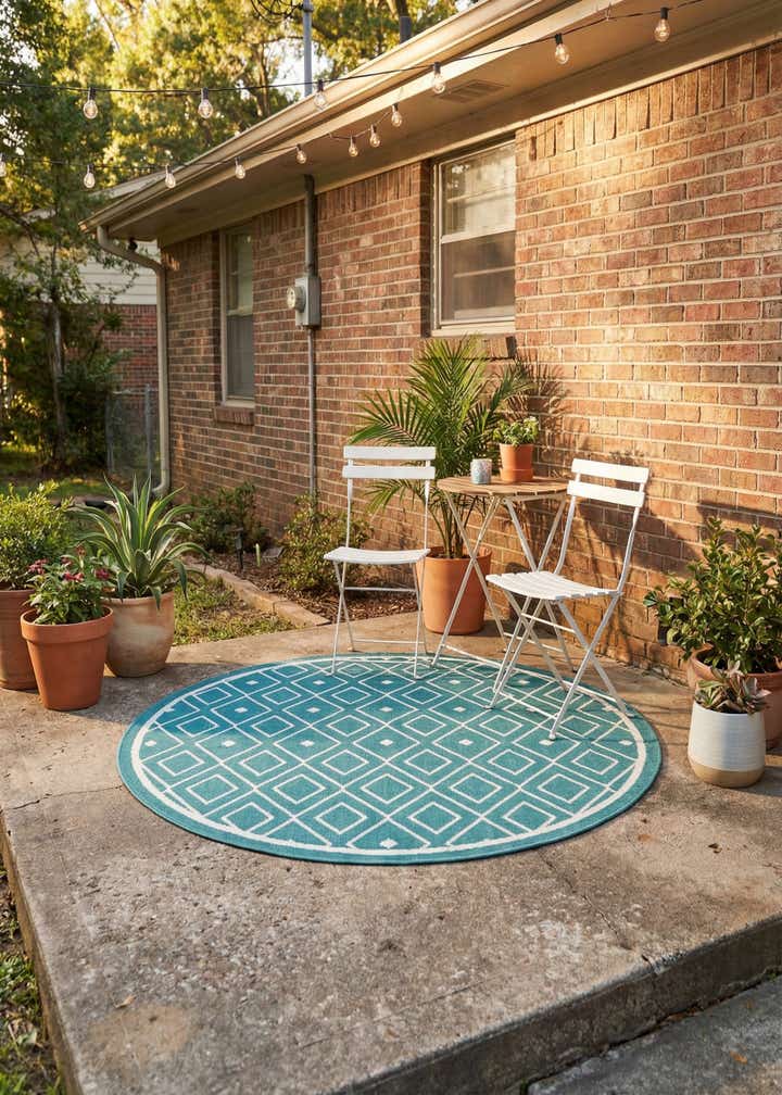 4' x 4' Easy-Clean Trellis Indoor / Outdoor Round Rug