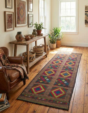 2' 5 x 8' 10 Hand Knotted Kilim Fars Persian Wool Runner Rug