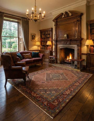 6' 6 x 9' 8 Hand Knotted Yazd Persian Wool Rug