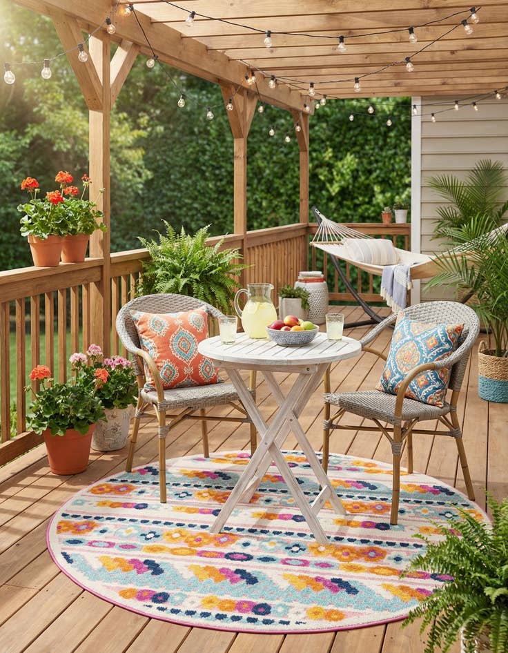 Detail image of 5' 3 x 5' 3  Washable Aruba Indoor / Outdoor Round Rug