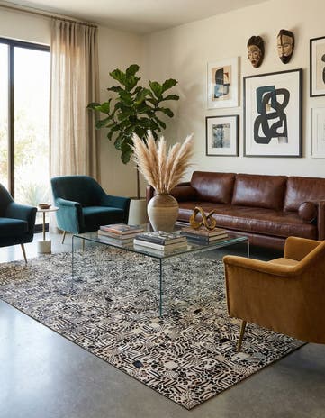 5' 1 x 8' Cowhide Leather Rug