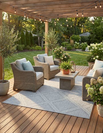 6' 1 x 9' Easy-Clean Lattice Indoor / Outdoor Rug