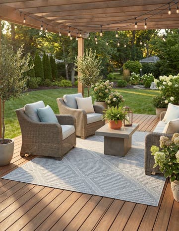 6' 1 x 9' Easy-Clean Lattice Indoor / Outdoor Rug