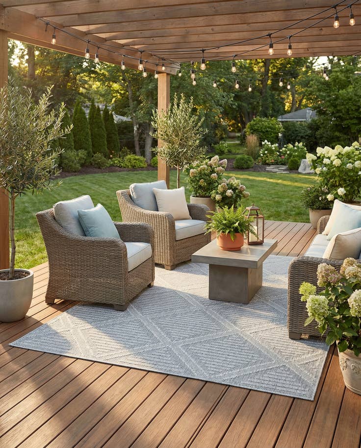 Detail image of 6' 1 x 9' Easy-Clean Lattice Indoor / Outdoor Rug