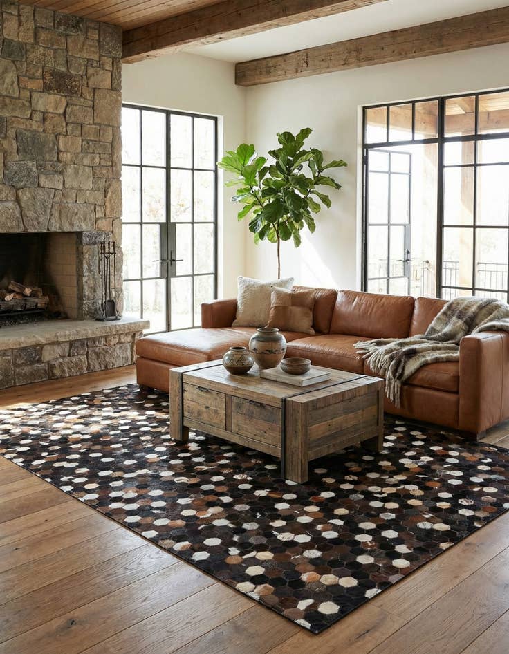 Detail image of 5' x 8' 1 Cowhide Leather Rug