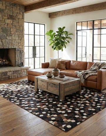 5' x 8' 1 Cowhide Leather Rug