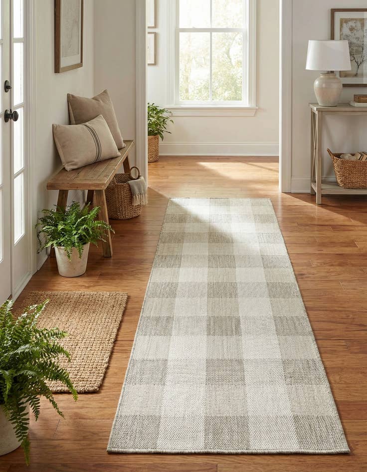 Detail image of 2' x 8' Easy-Clean Checkered Indoor / Outdoor Runner Rug
