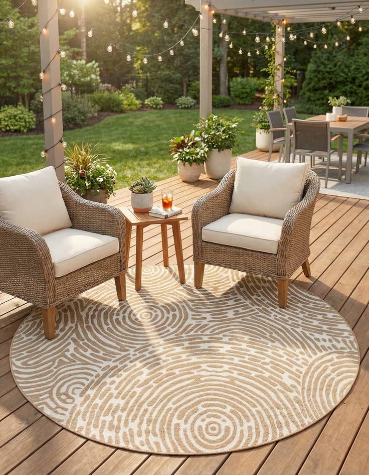 Detail image of 7' 10 x 7' 10  Washable Modern Indoor / Outdoor Round Rug
