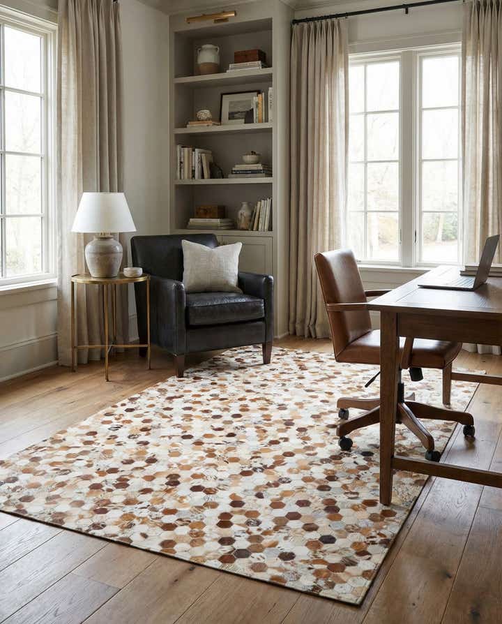 5' 1 x 8' Cowhide Leather Rug