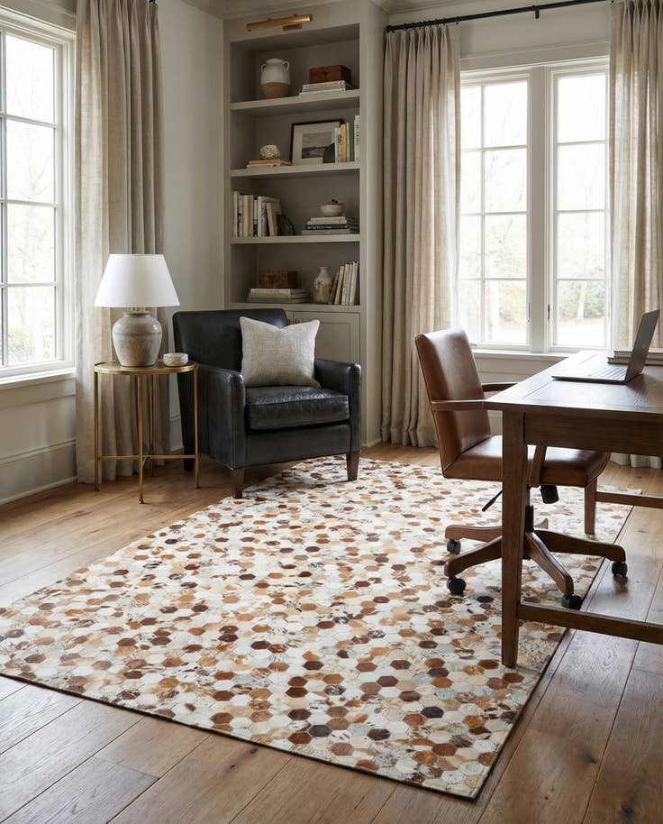 Detail image of 5' 1 x 8' Cowhide Leather Rug