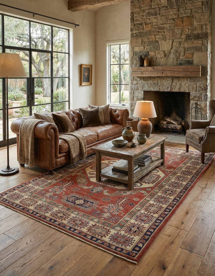 Detail image of  5' 9 x 8' 5  Hand Knotted Kazak Rug