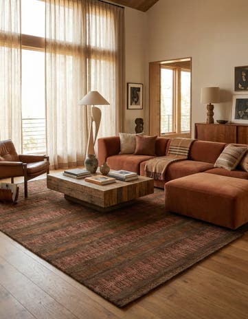 8' 3 x 9' 4 Hand Knotted Modern Manshu Wool Rug