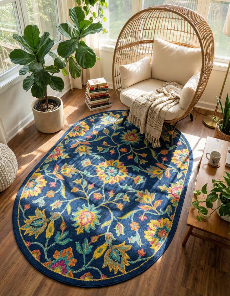 Detail image of 5' 3 x 8' Azalea Oval Rug