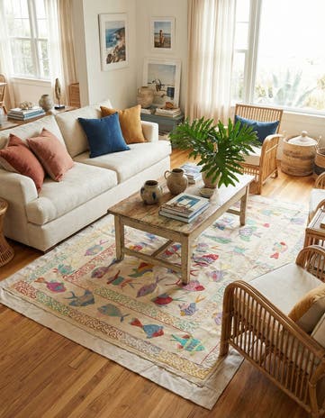 5' 2 x 7' Hand Woven Kilim Suzani Wool Rug