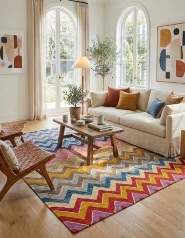 7' x 9' 8 Hand Woven Kilim Modern Wool Rug