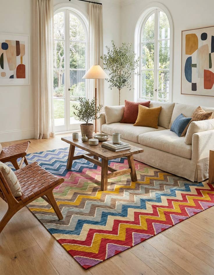 Detail image of 7' x 9' 8  Hand Woven Kilim Modern Wool Rug