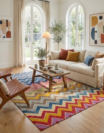 7' x 9' 8 Hand Woven Kilim Modern Wool Rug