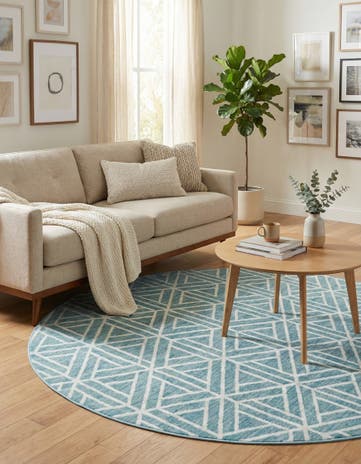 8' x 8' Lattice Trellis Round Rug