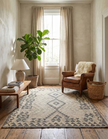 4' x 5' 9 Hand Woven Kilim Maymana Wool Rug