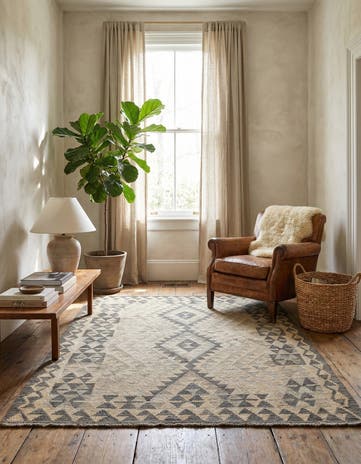 4' x 5' 9 Hand Woven Kilim Maymana Wool Rug