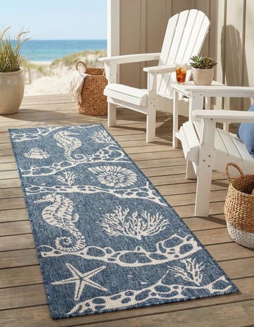 2' x 6' Easy-Clean Coastal Indoor / Outdoor Runner Rug