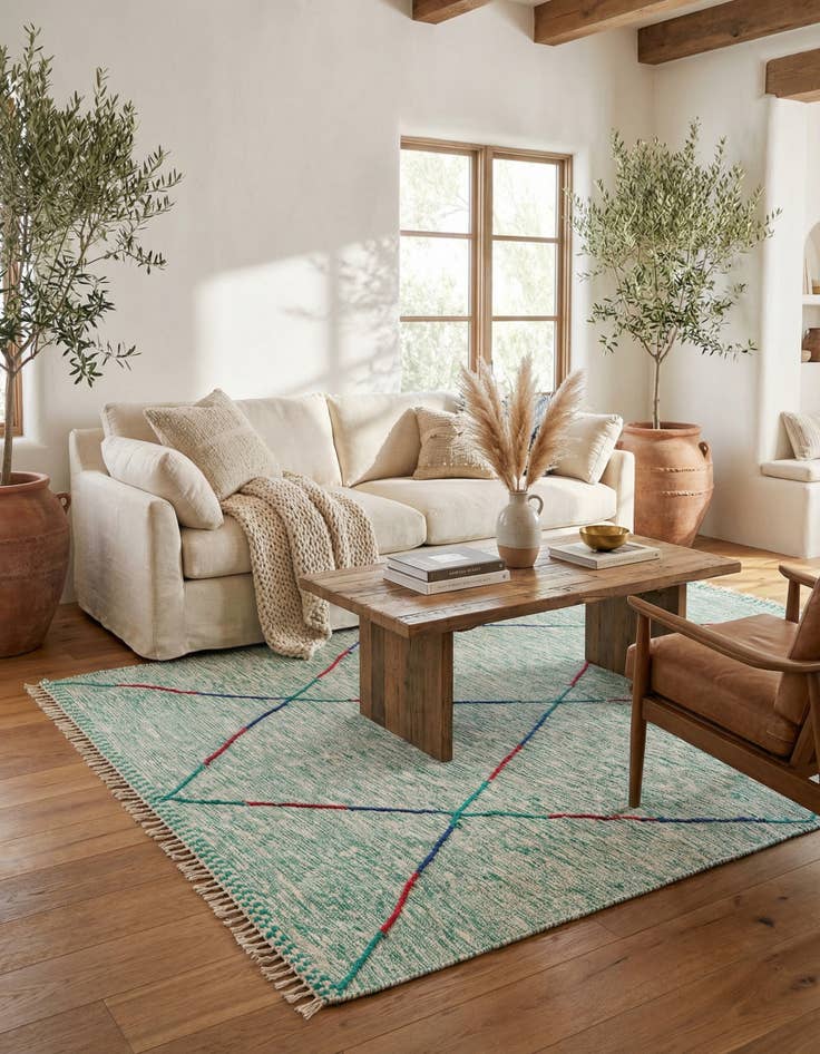 Detail image of 6' 6 x 9' 7  Hand Knotted Moroccan Wool Rug