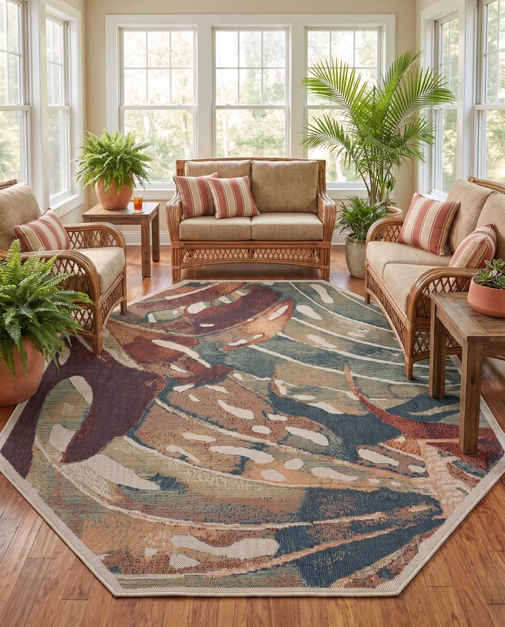Detail image of 7' 10 x 7' 10 Easy-Clean Baja Indoor / Outdoor Octagon Rug