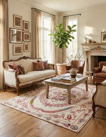 5' 10 x 7' 10 Hand Woven Kilim Suzani Wool Rug