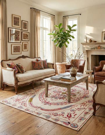 5' 10 x 7' 10 Hand Woven Kilim Suzani Wool Rug