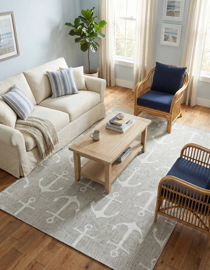 Detail image of  5' 3 x 8'  Washable Coastal Indoor / Outdoor Rug